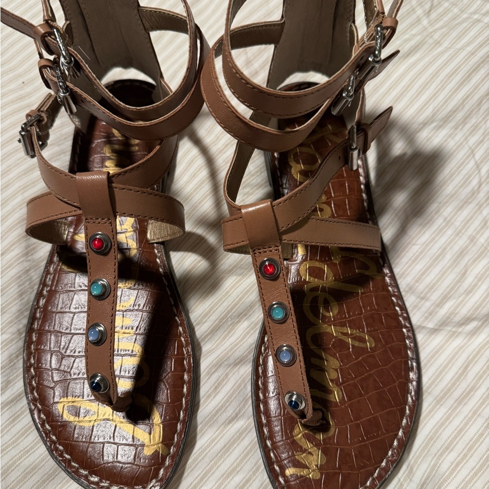 Sam Edelman Brown Multi-Color Gem Sandals